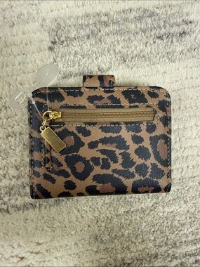 Guang Tong Leopard Print Zip Wallet in Brown and Black